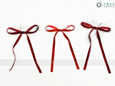 Nơ đỏ mini vải nhung xịn bản 1cm [Cute] PK-NO-06